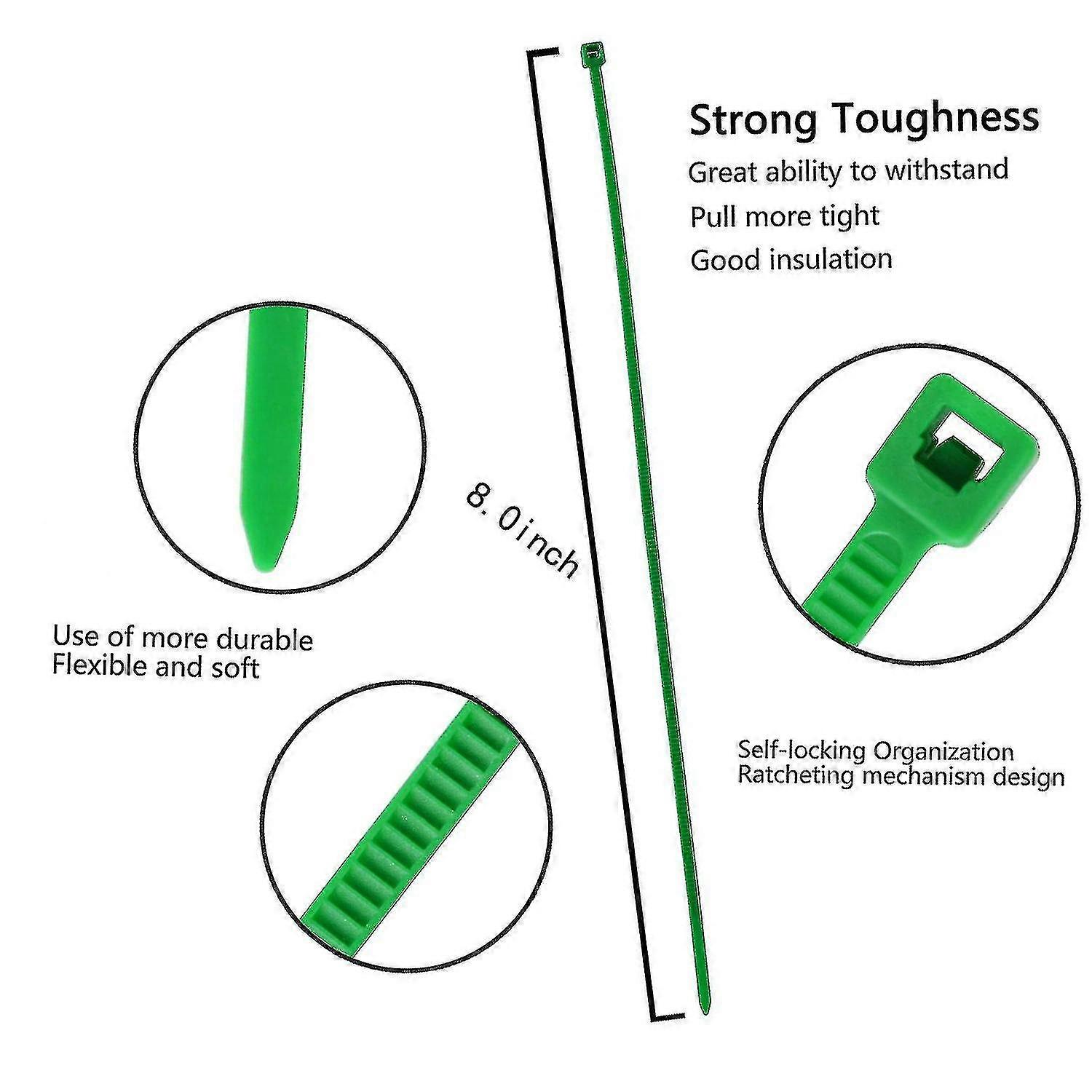 Nylon Cable Ties Super Strong Plastic Self-locking Cable Ties Green