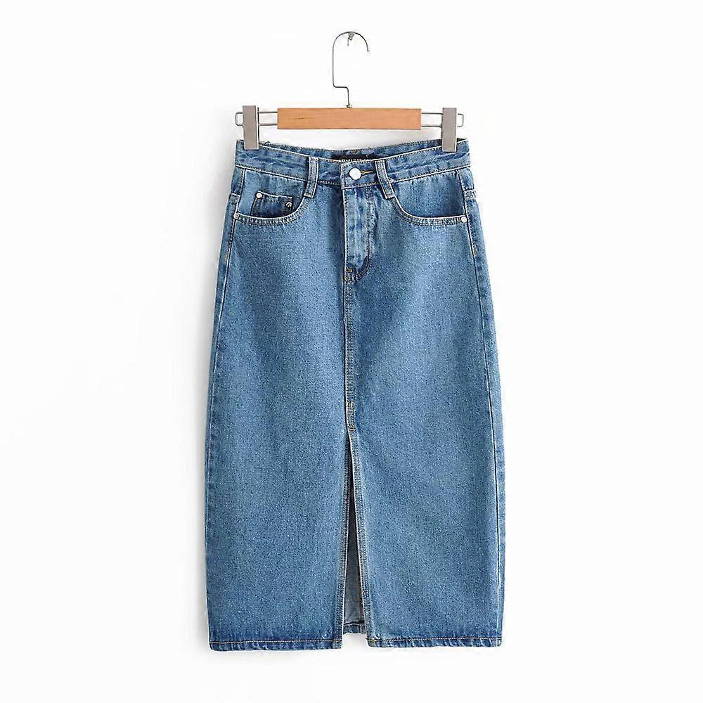 Women's Blue Denim Mid-Length Split