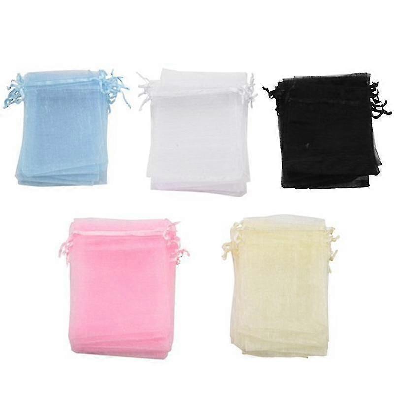 50Db többszínű Organza ajándéktáskák Esküvői parti táskák Ékszertáska csomagolás, 9X12 cm