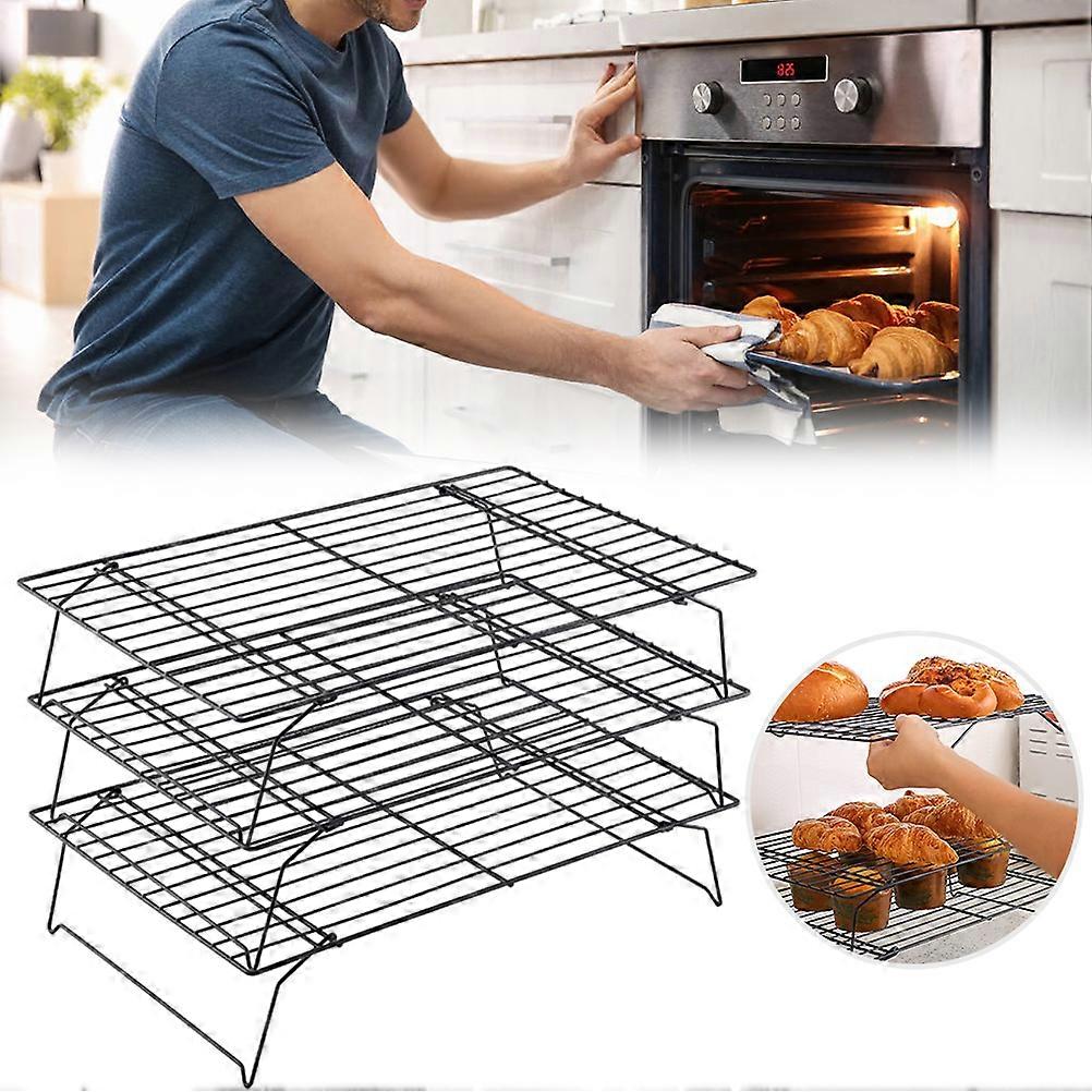 3 Tier Stackable Cooling Rack Non Stick Coating Cake Stand Baking Roasting Rack Net Kitchen Tool