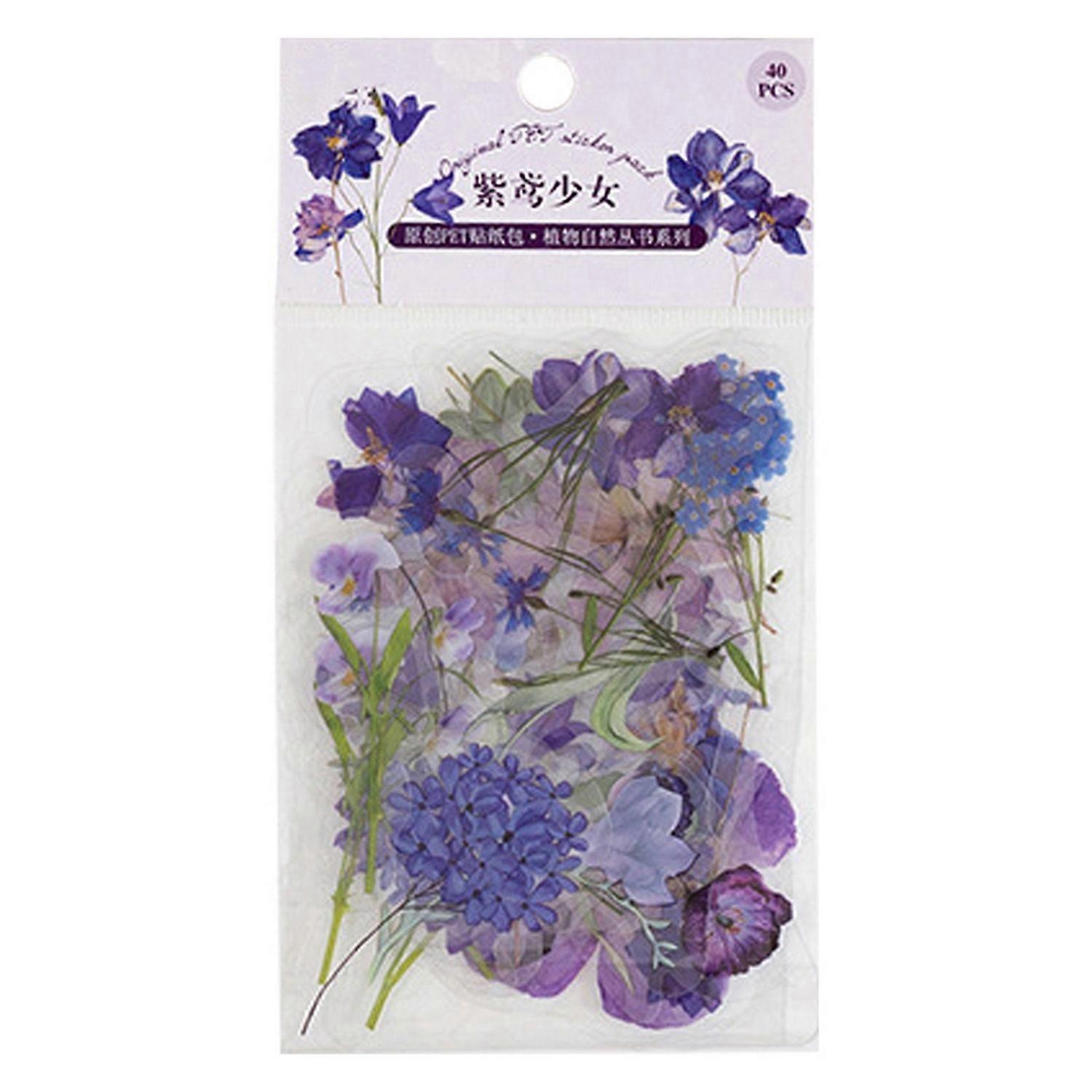 80Pcs/Set Floral Scrapbook Sticker Transparent PET Waterproof Self-adhesive Assorted DIY Retro