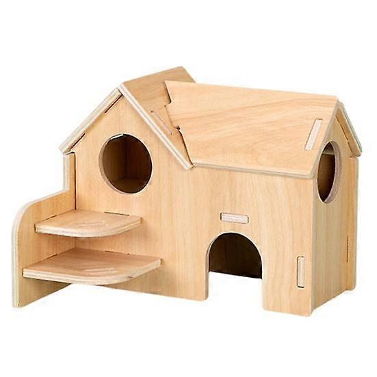 Hamster Villa Double Layer Harmless Pet Toy Solid Wood Dwarf Hamsters Climbing Play Hut