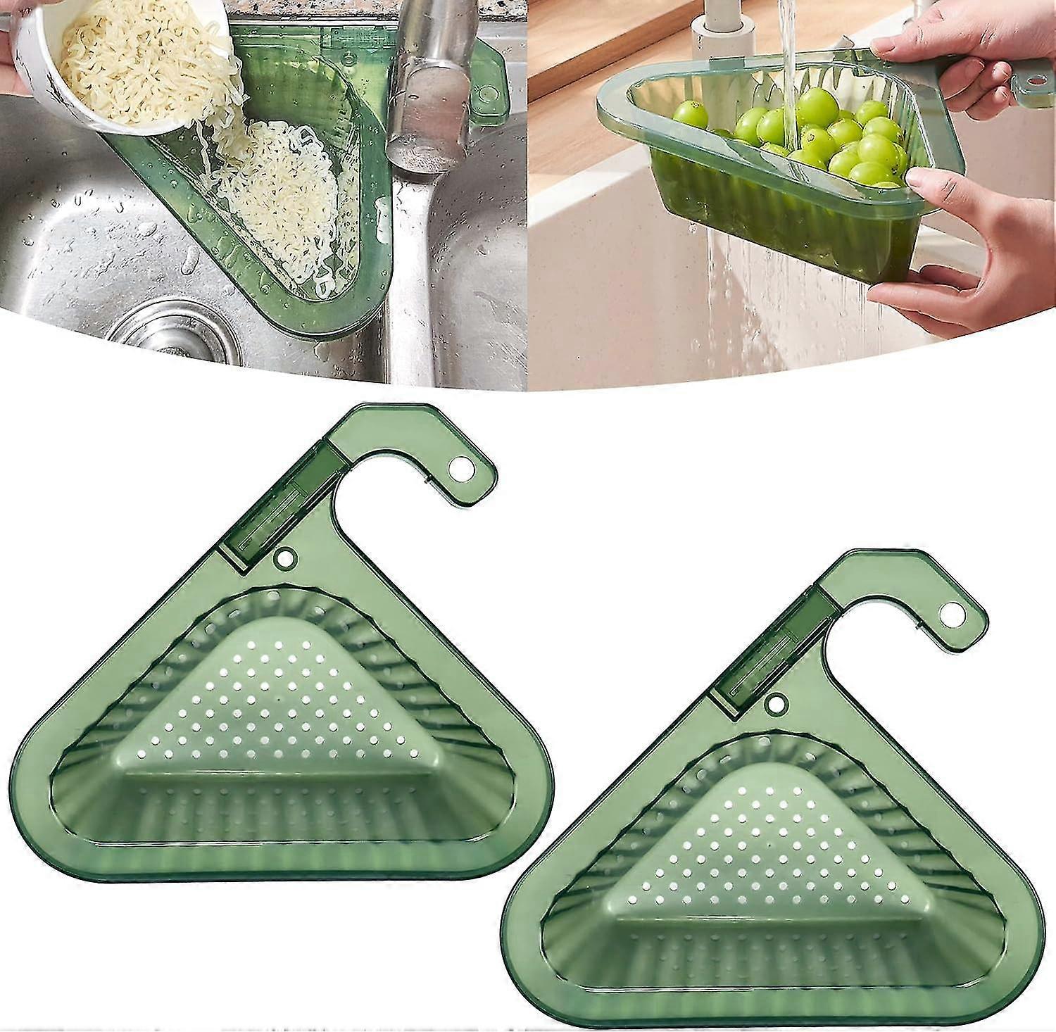 2 Pack Sink Drain Basket With Removable Handle Hanging Sink Strainer Triangular For Kitchen Sink