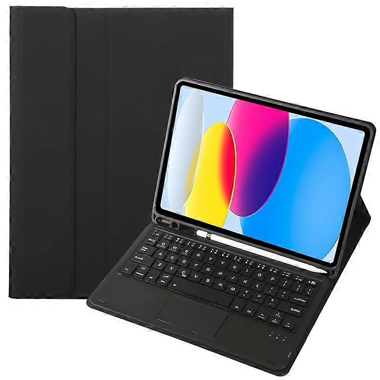 A10B-A Compatible For iPad 10.9 (2022) Touchpad Bluetooth Keyboard with Pen Slot Leather + TPU Tablet Stand Cover