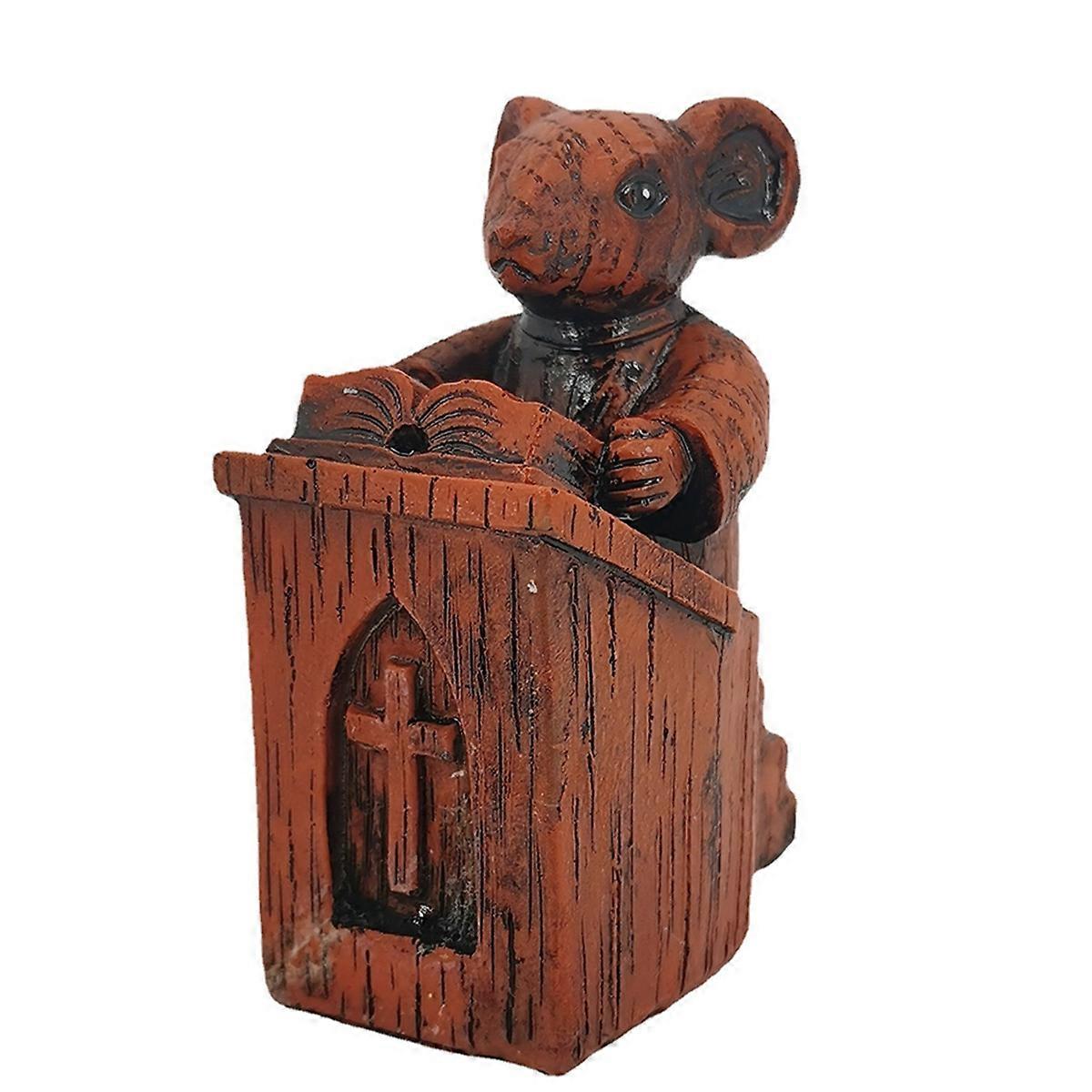 Podium Mouse Statue Church Mouse Collectible Statue Suitable for Home and Office Desk Decoration Garden