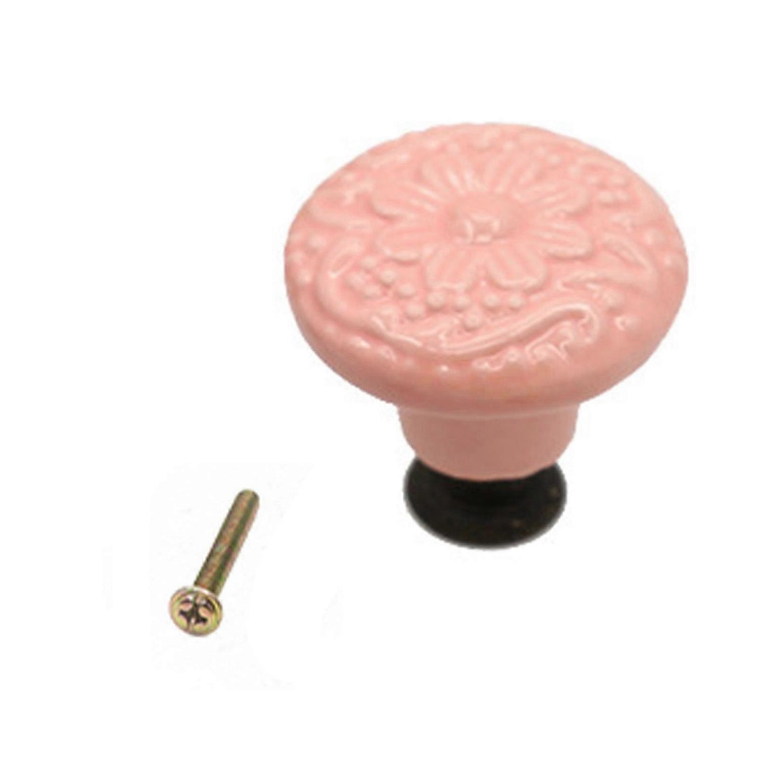 Flower Pattern Cabinet Handle Round Anti-fall Off Accessories Sturdy Unique Ceramic Drawer Pulls for
