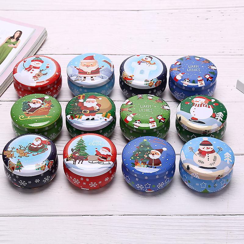 Christmas Tinplate Cans Scented Candles Storage Box Essential Oil Fragrance Case