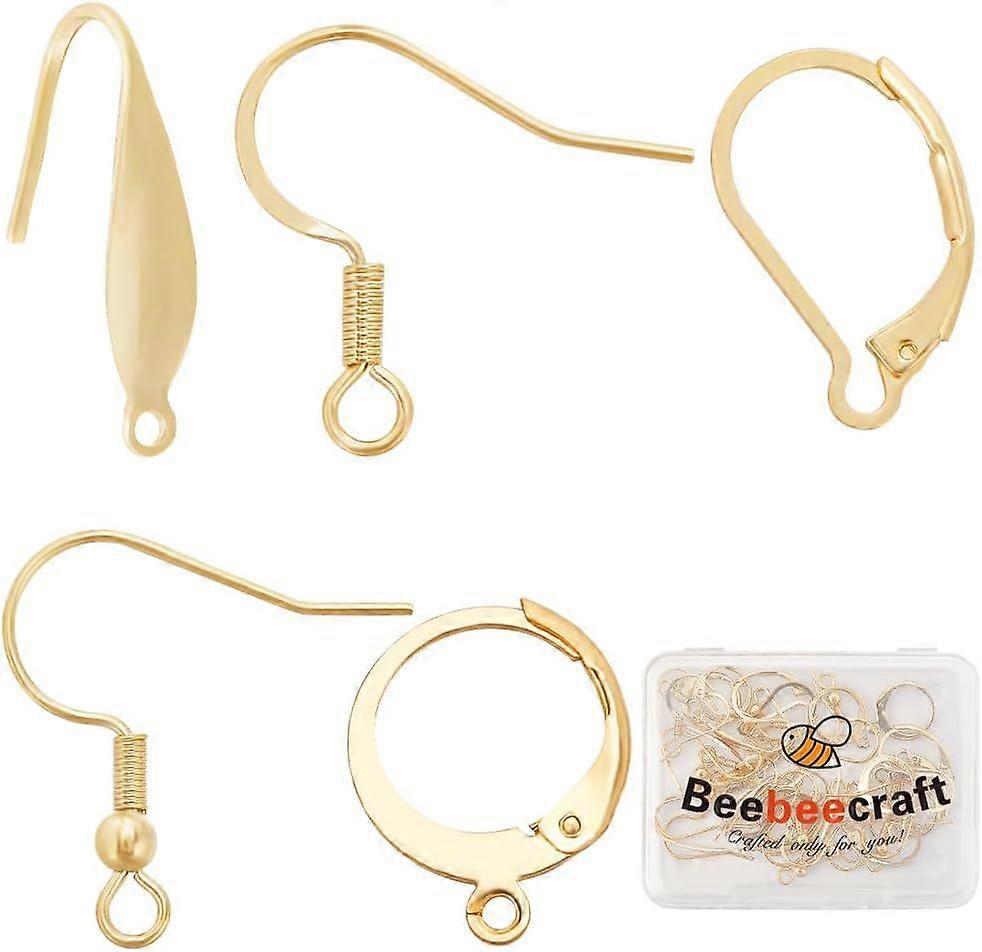 Styles 50Pcs Earring Hooks Set 24K Gold Plated Brass Stainless