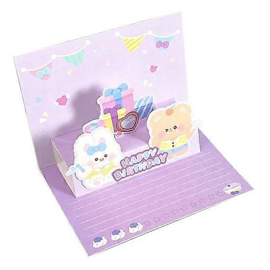 3D Birthday Gift Card Cute Cartoon Design Adorable Lovely Wide Application 3D Greeting Card