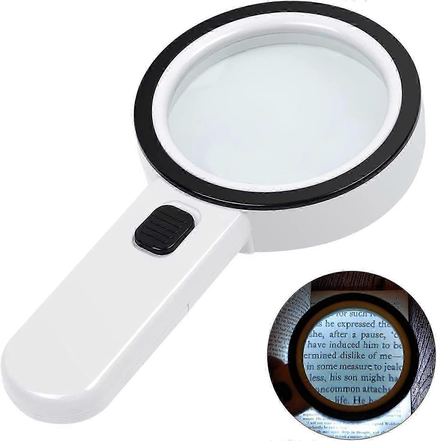 Magnifying Glass with Light, 30X Handheld Large Magnifying Glass 12 LED Illuminated Lighted Magnifier for Macular Degeneration, Seniors Reading, Solde