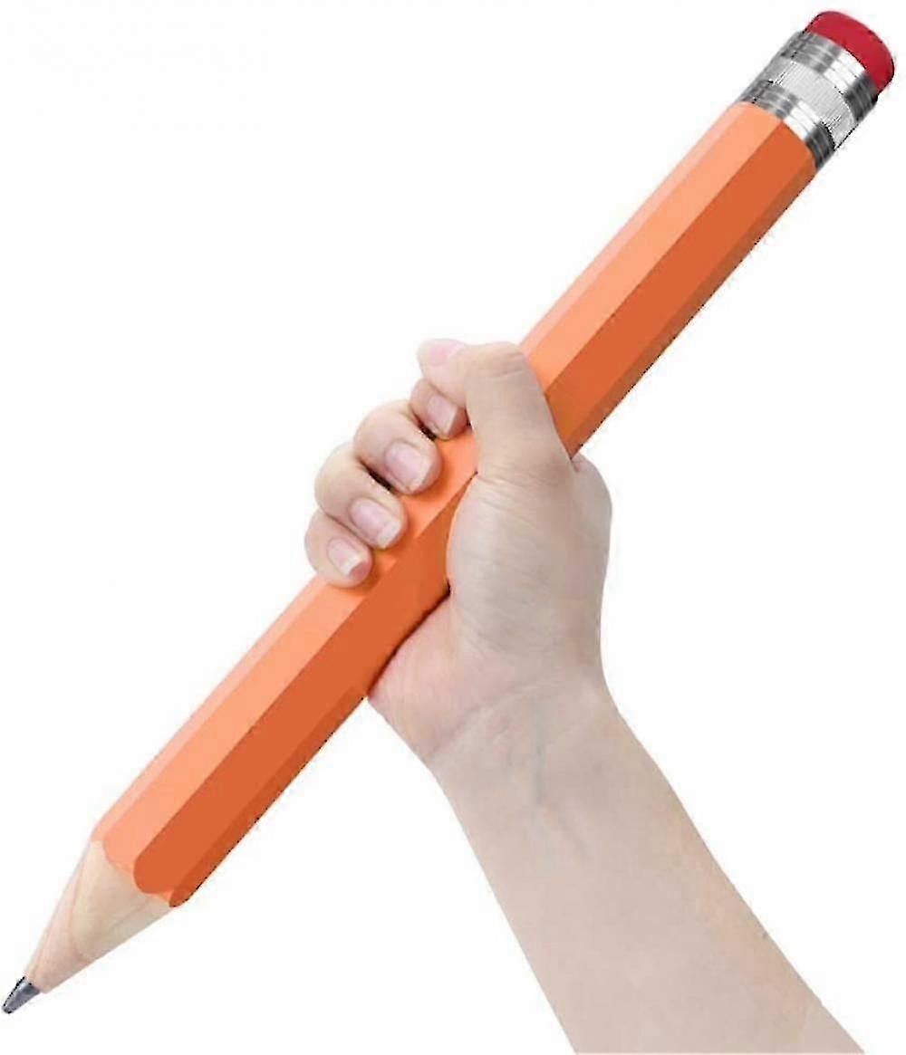 Wooden Jumbo Pencils For Prop/gifts/decor - 14 Inch Funny Big Novelty Pencil With Cap(orange Red) For Schools And