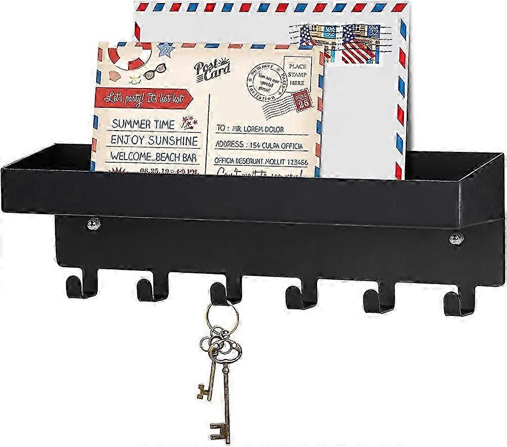 Key rack, key holder wall, metal key rack with shelf, key hook hanger organizer