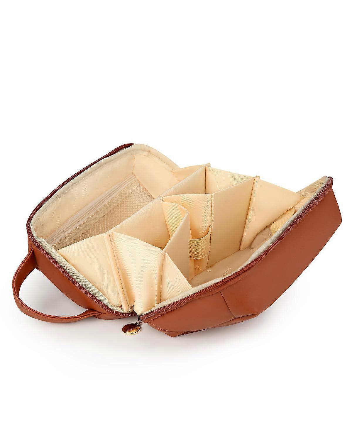 Medium  PU leather women's travel makeup bag with divider