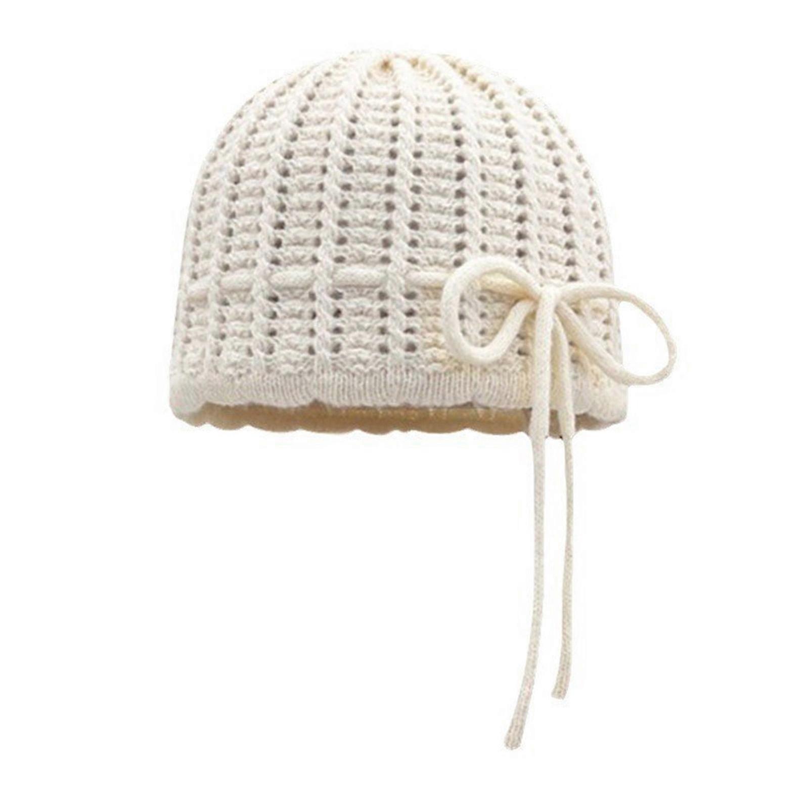 Bowknot Decroation Hat Lovely Knitted Hat Soft Comfortable Hat Women Stylish Hat for Stylish Women and Children  White