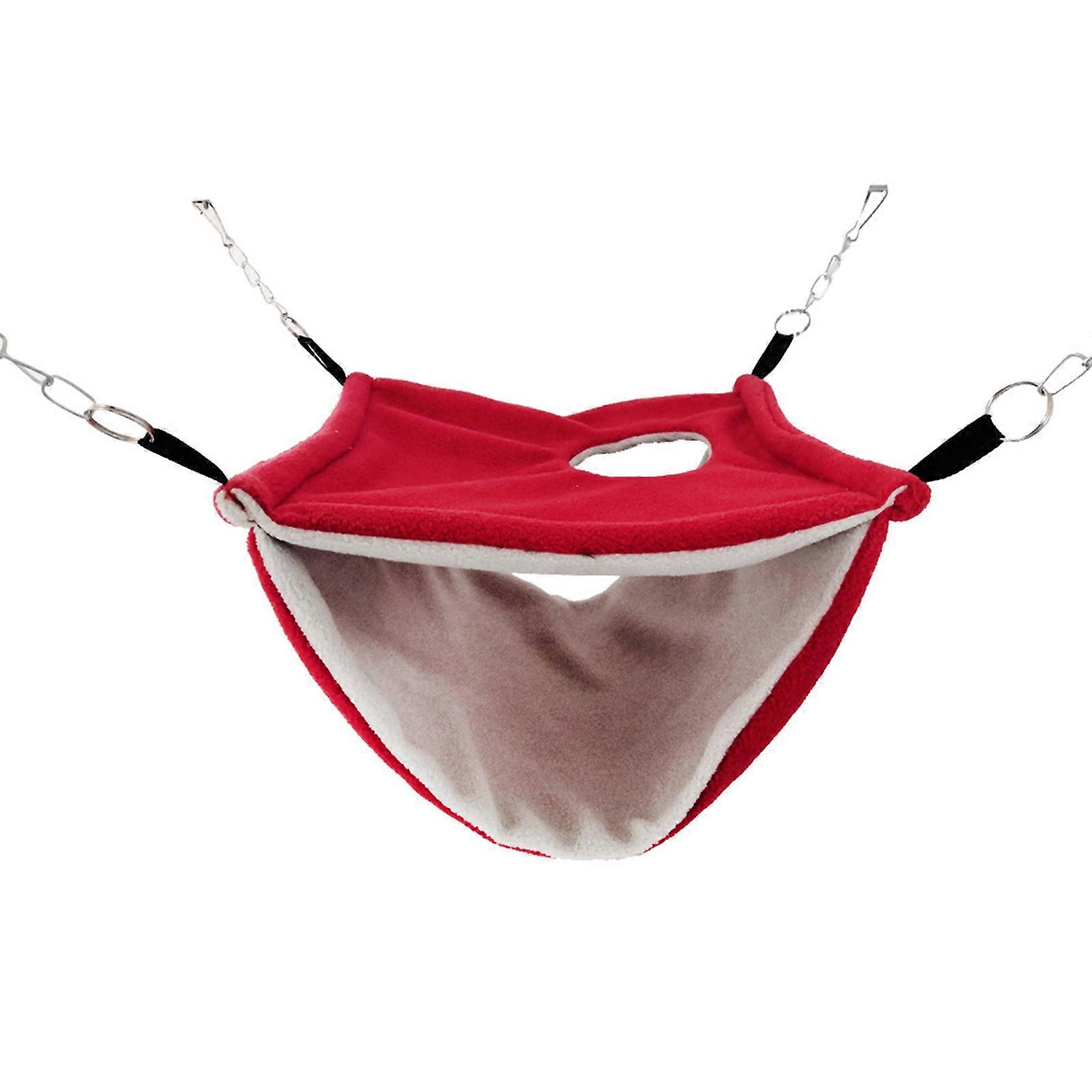 Small Animal Hammock House Bunkbed Hanging Tree Bed Cage Toy Hamsters Plush Hideout Bedding Bed for ChipmunksFerrets Red
