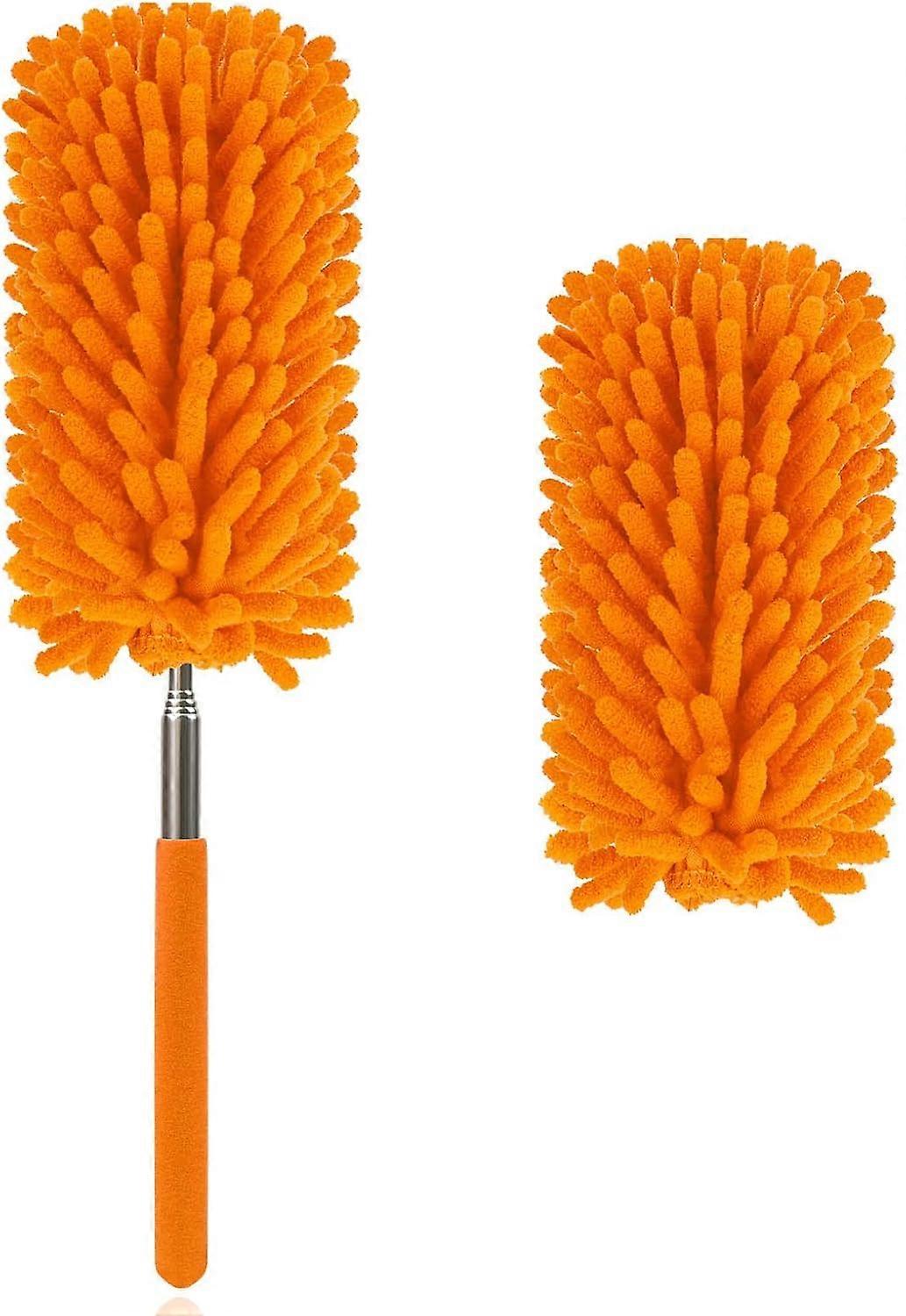 Microfiber Extendable Feather Duster with Extra Long Pole, 2pcs Brush Head