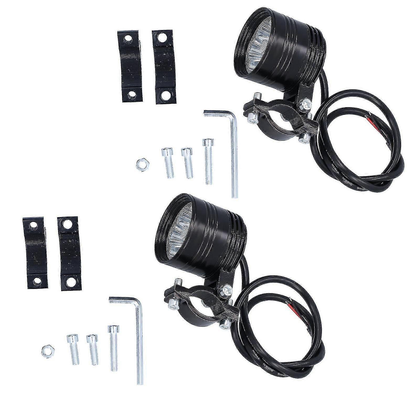 2pcs Motorcycle Headlight Led Spot Light 6 Lamp Beads Adjustable Foglight Set Kit