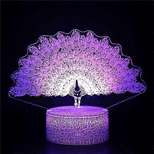 Peacock Night Light for Kids Bedroom Decor Touch Remote Control USB Table Lamp Led Child Nightlight Gifts Color Changing