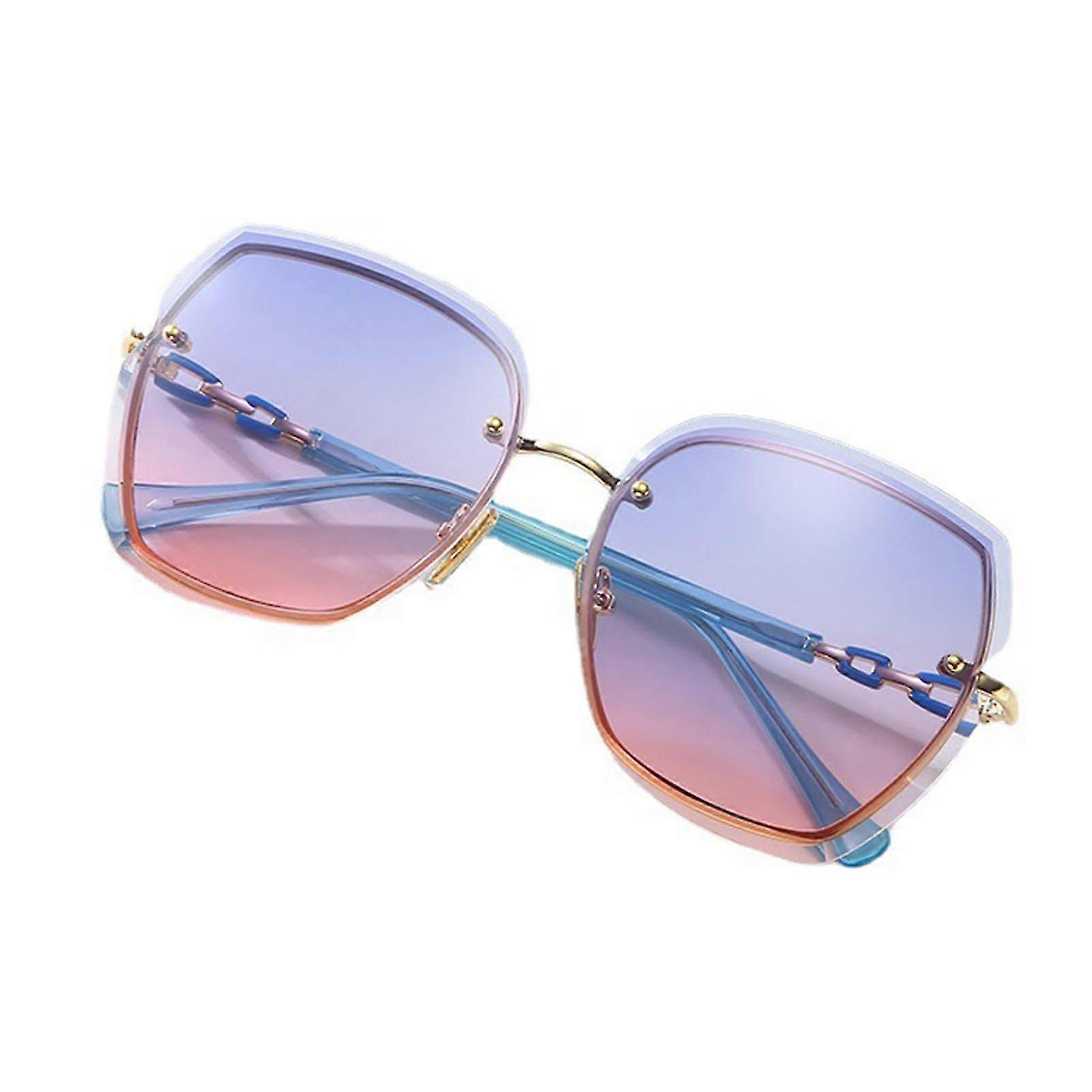 Oversized Sunglasses Rimless-Like Thin Metal Big Frame Protective Eyewear
