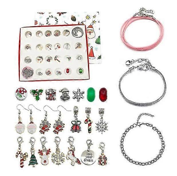 Christmas Advent Calendar Countdown Diy Charm Bracelet Making Kits 24 Days Countdown Calendar Bracelets Set