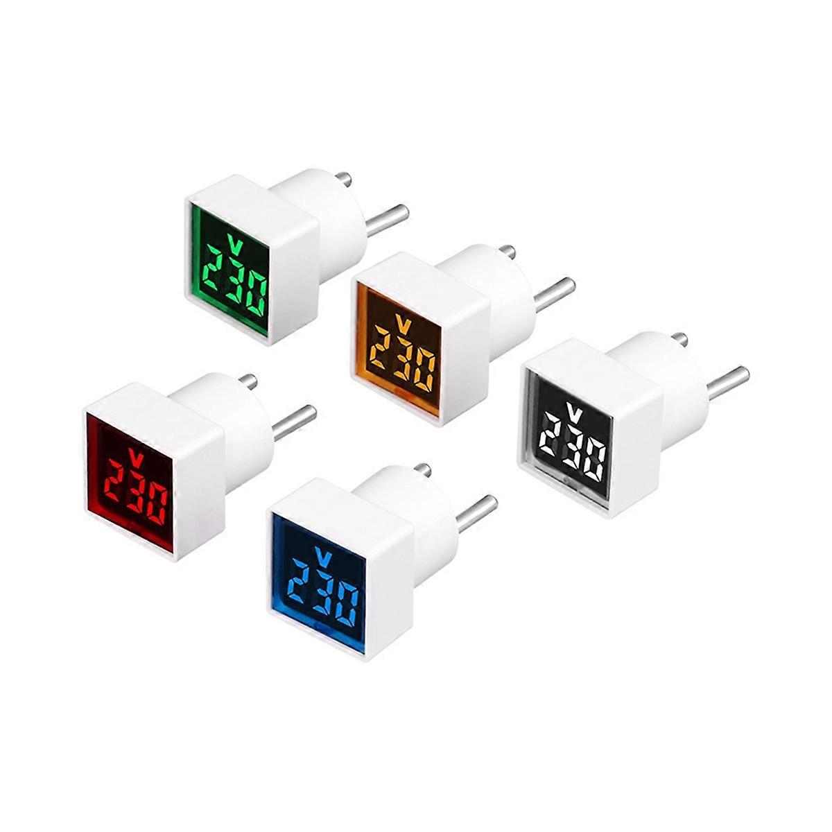 Digital Voltmeter Square AC220V Square Voltage Tester with LED Display and Indicator Light EU Plug Blue