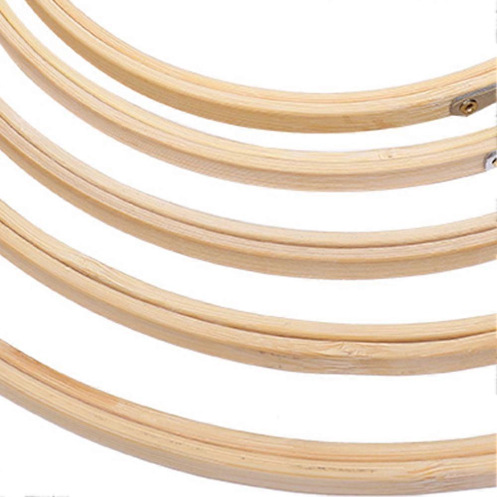 6 Pcs Embroidery Hoops Circles Cross Stitch Rings Wooden Frame Cream Color DIY Craft Tools