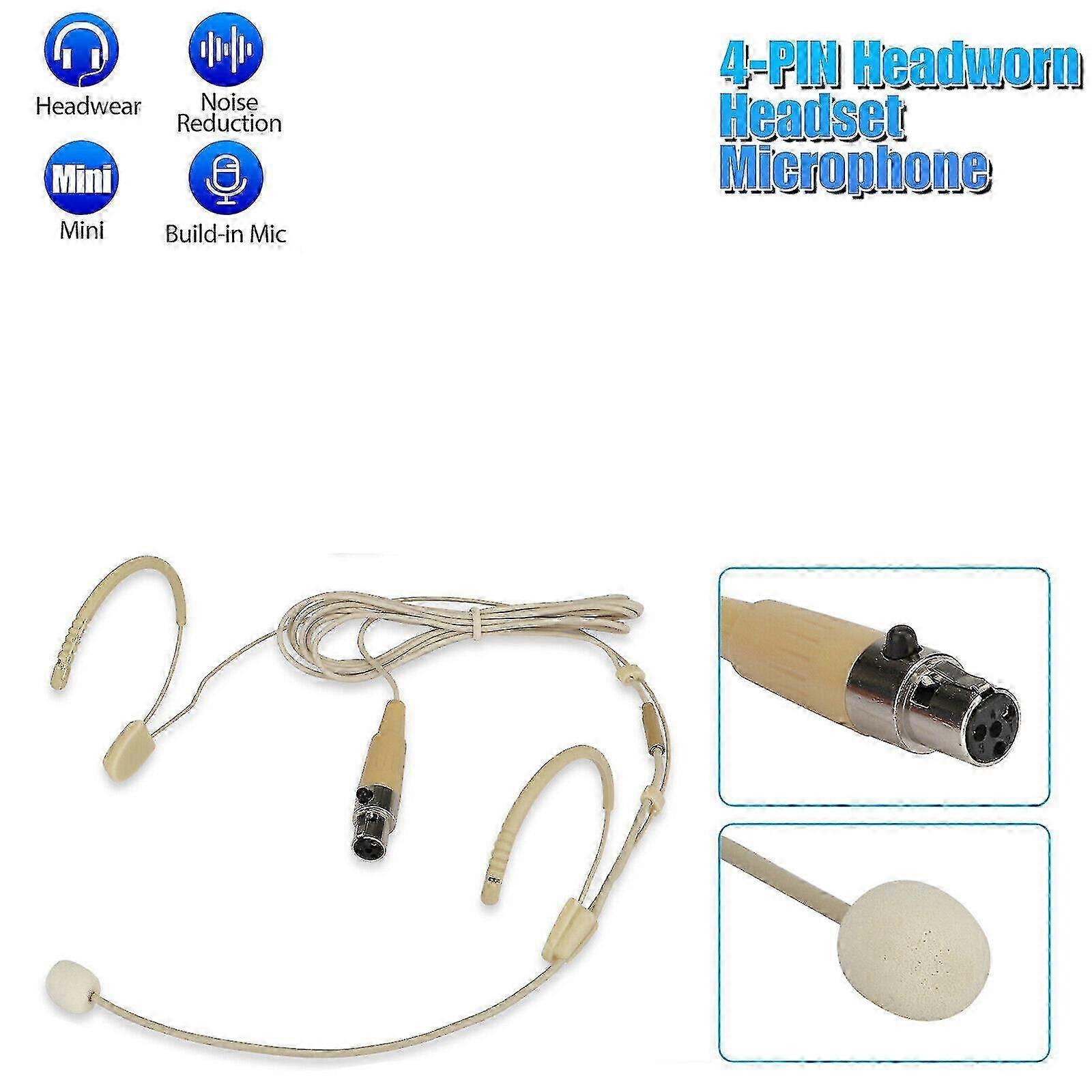Double Earhook Headset Mic XLR 4Pin TA4F Condenser Headworn Microphone for SHURE