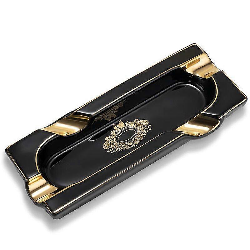 Cigar Ashtray Ceramic Texture Multi-Caliber Smoke Tank Bright Gold Drawing Cigar Dedicated Ashtray