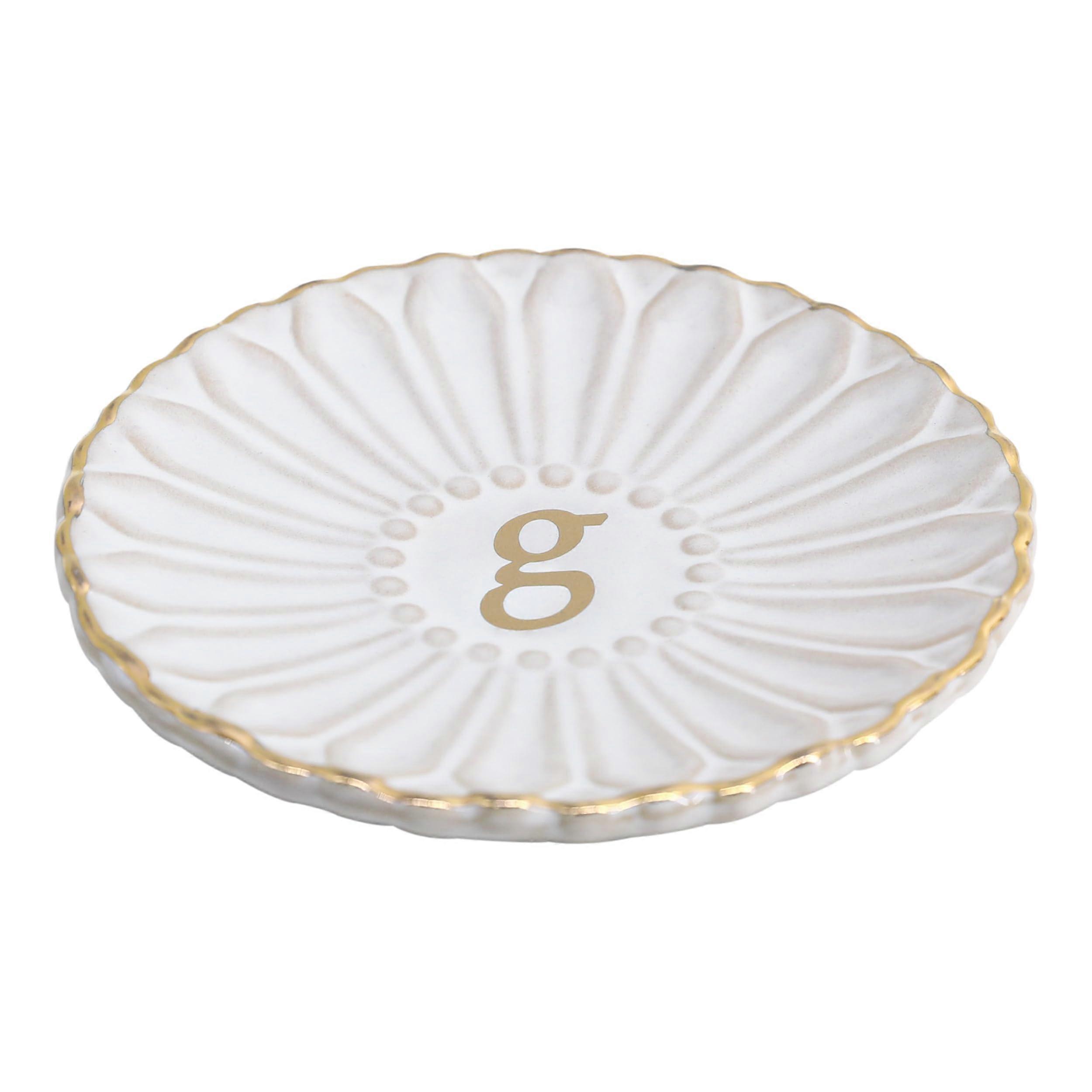 Sunflower Monogram Initial Ceramic Tray for Birthday 4.75"