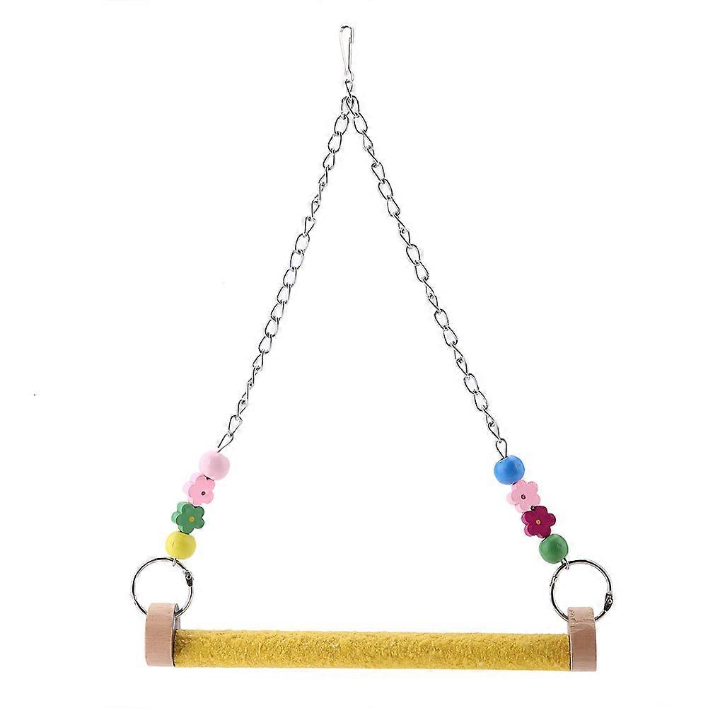 Pet Rat Parrot Beak Grinding Chew Toy Stand Perch Wooden Frosted Stick Swing for Small Pets 12 Inch Adjustable Size