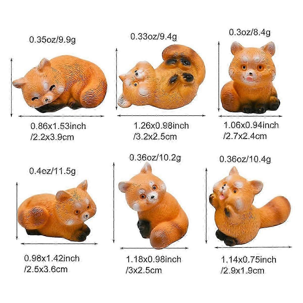 Miniature Small Figurines 1 Inch Cartoon Mini Red Panda Figures Set ...