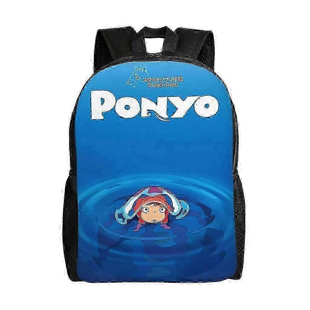 c2335 Ponyo On The Cliff By The Sea حقيبة ظهر متعددة الاستخدامات قابلة للغسل على غرار كاجوال على غرار حقيبة ظهر طالب المدرسة حقيبة كمبيوتر عصرية من قماش أكسفورد jjn2335