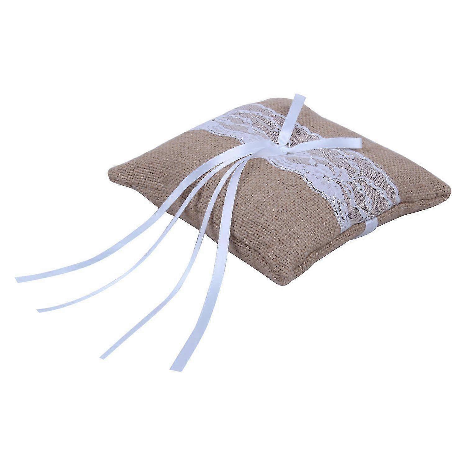 Vintage Rustic Wedding Ring Pillow 6 inch x 6 inch