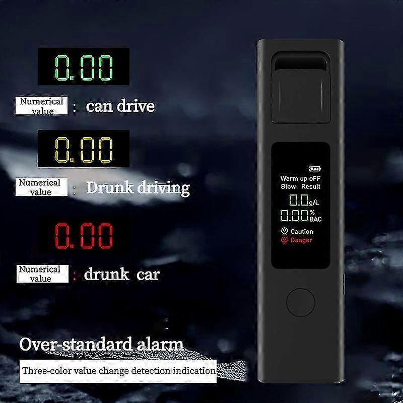 جهاز اختبار التنفس المحمول بالكحول مع شاشة LCD رقمية نتيجة محتوى الكحول في الدم USB قابل لإعادة الشحن