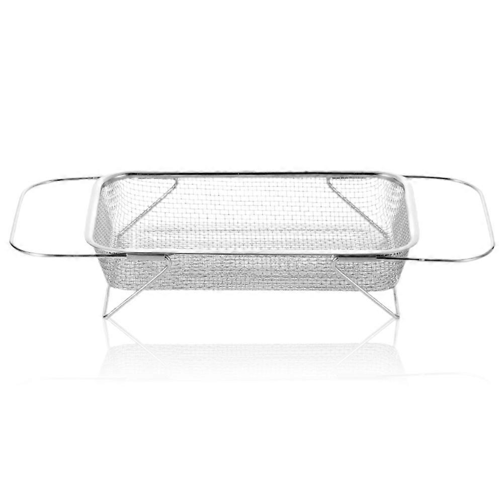 على مصفاة سلة قابلة للتوسيع من الفولاذ المقاوم للصدأ مع شبكة دقيقة لحوض المطبخ تصفية استنزاف شطف الفواكه والخضروات