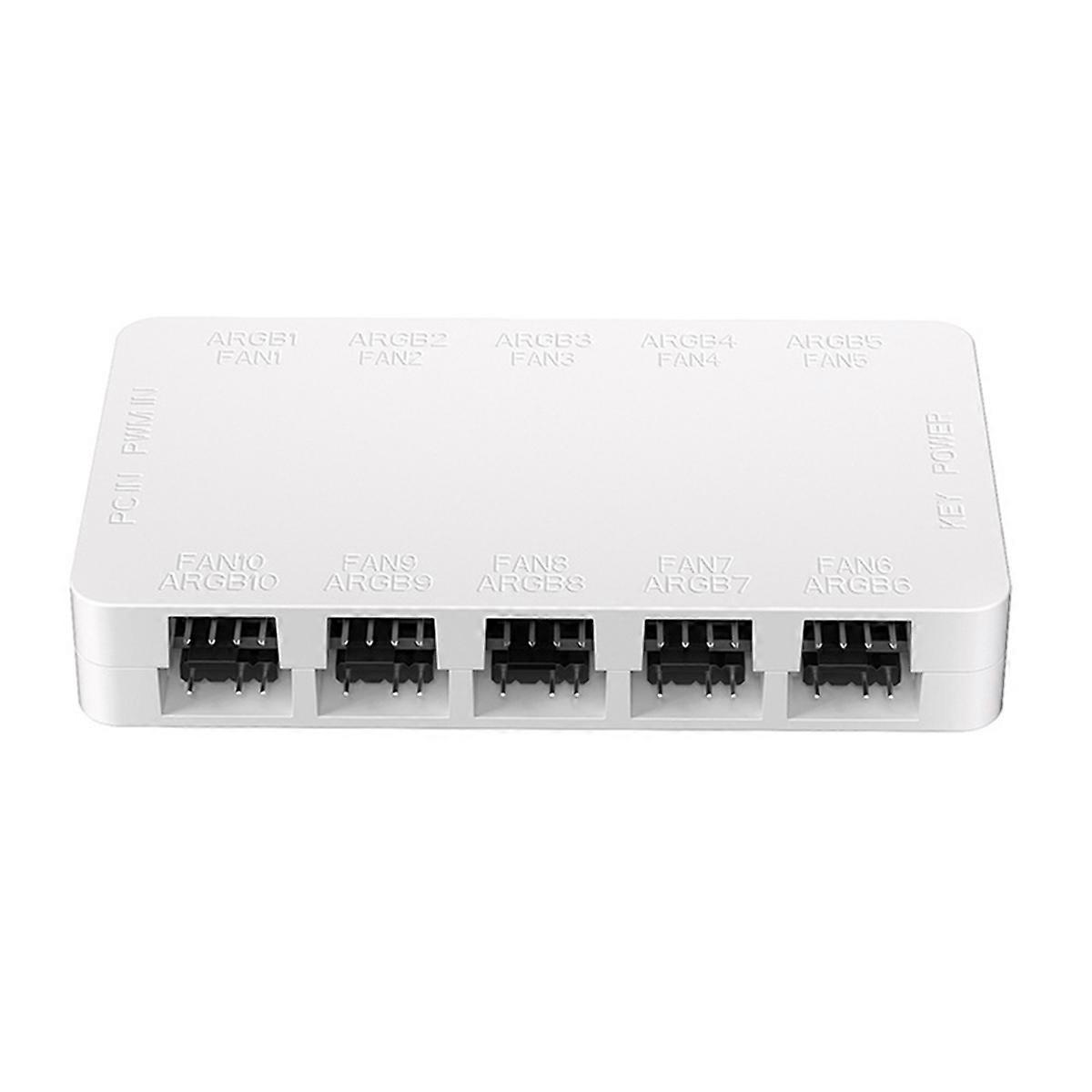 ARGB Cooling Fan Hub10-Port 4Pin 5V-3Pin Fan Controller White