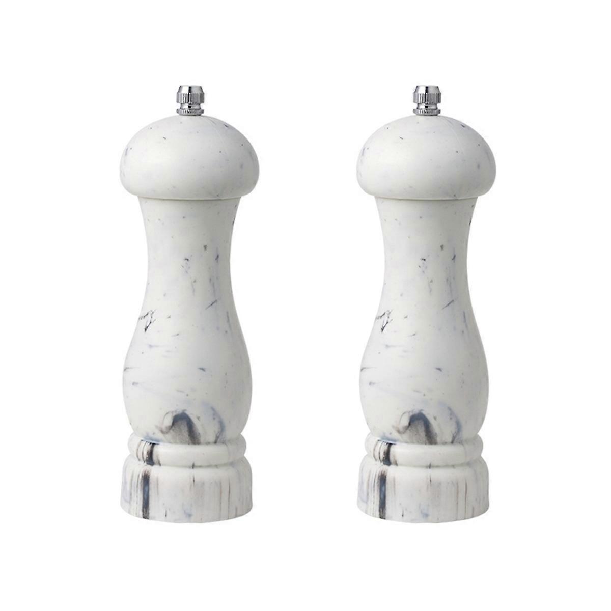 Salt & Pepper Grinder Set, Imitation Marble Refillable Mills, 2Pcs