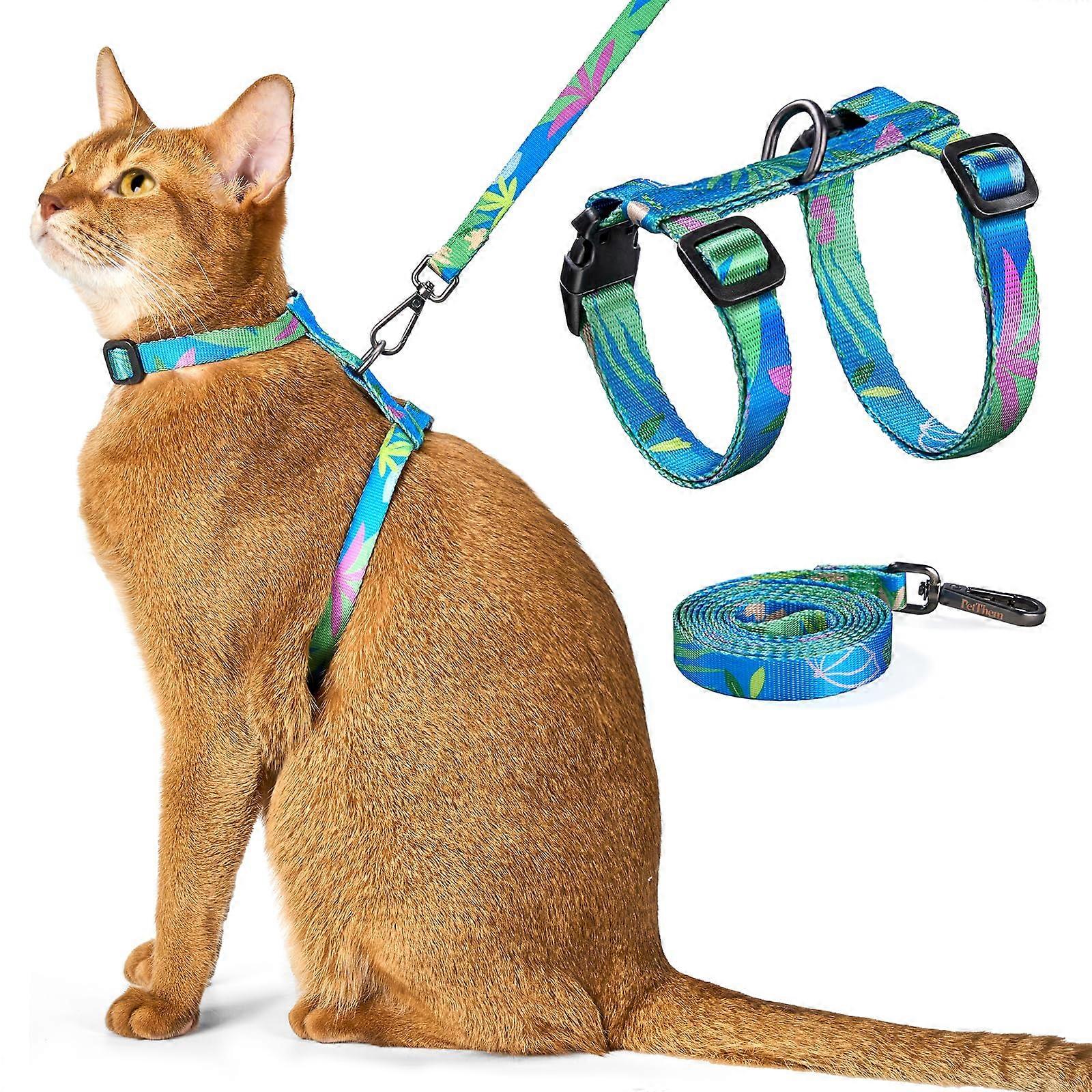 Cat Harness and Leash Set Escape-Proof Adjustable Soft Comfortable Safe Easy For Walking Small Medium Large