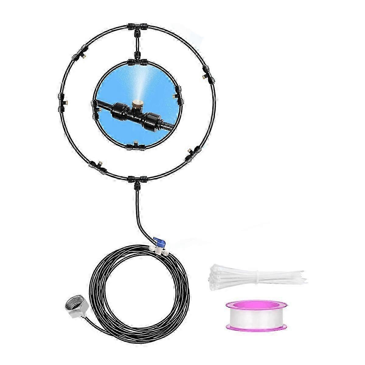 مجموعة رذاذ مروحة للفناء الخارجي، رذاذ الماء للتبريد، نظام تبريد رذاذ مروحة خارجي، خط رذاذ بطول 26.3 قدم