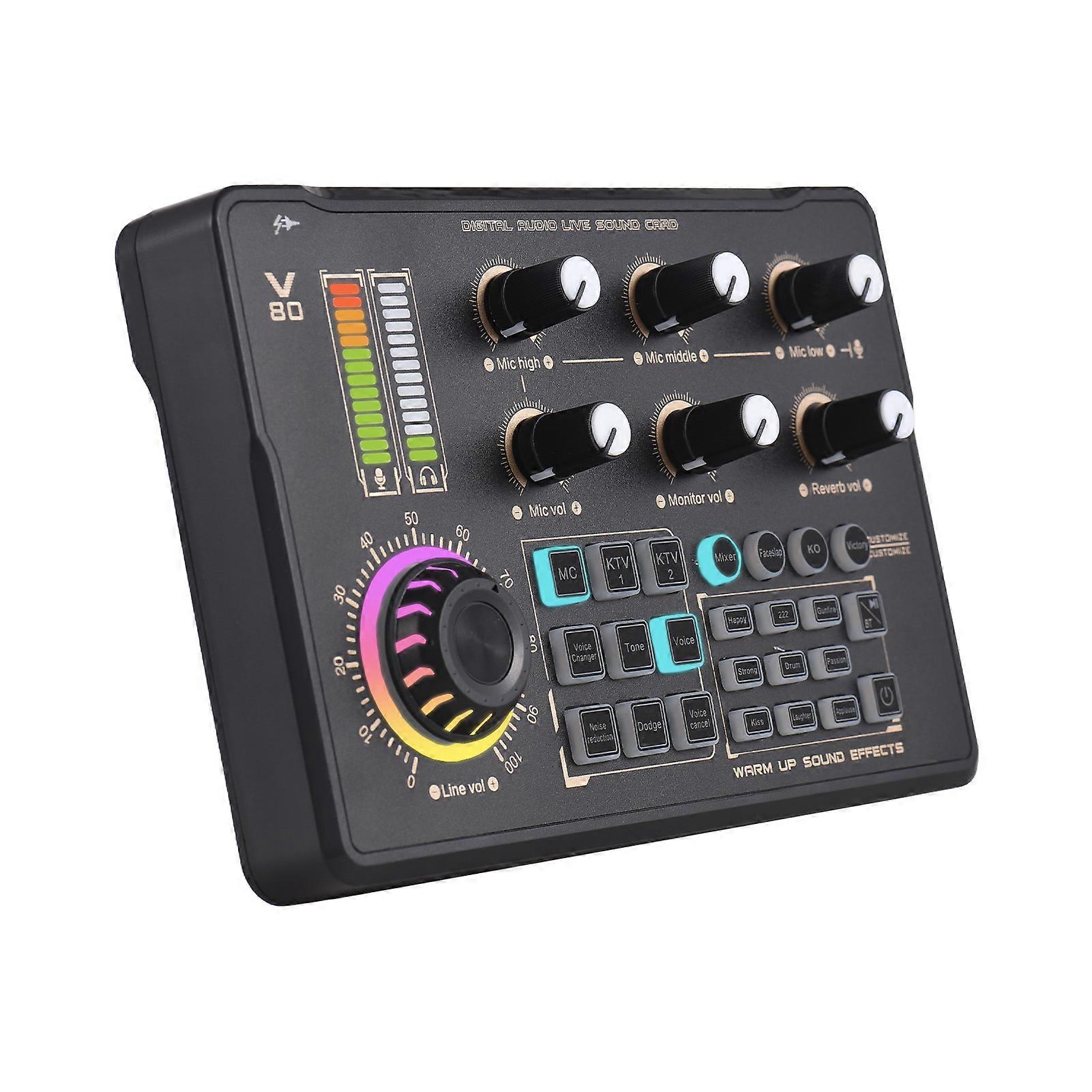 Live Sound Card o Recording Professional Sound Card Mixer with DJ Mixer Effects and Voice Changer BT Wireless o Interface Built-in Rechargeab