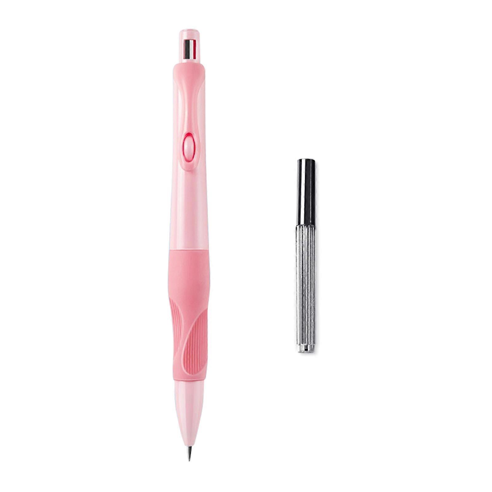 Automatic Pencil with Refills 2mm Mechanical Pencil Built-in Sharpener for Student Writing, Drawing, Sketching, Drafting  Pink