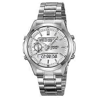 SKMEI 2284 Luxus Business Herrenuhr Dual Display Stahlband Quarz Armbanduhr mit LED-Hintergrundbeleuchtung - 