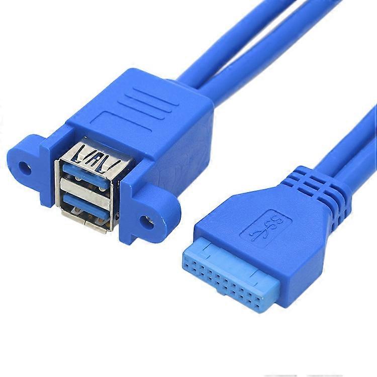 Motherboard 20pin Turn Double USB3.0 Extension Cable with Ear Baffle Cable Blue
