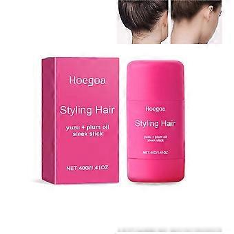 Yuzu- und Pflaumenöl-Haarstyling-Sleek-Stick, veganer Wachs-Haarstift, Haarstyling-Wachs zur Kontrolle von Frizz an den Haarkanten, nicht fettend, 40 g für alle Haartypen