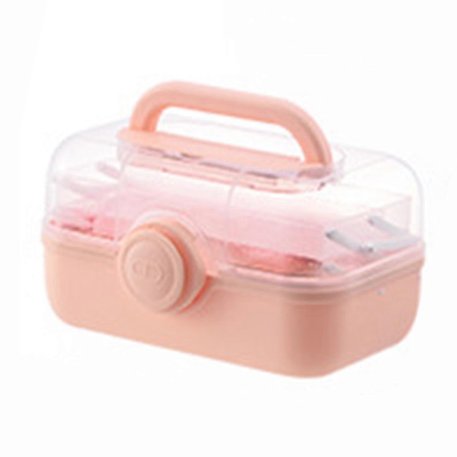 Portable Organizer Box 3 Layers Lockable Storage Container Multipurpose for Home School Office
