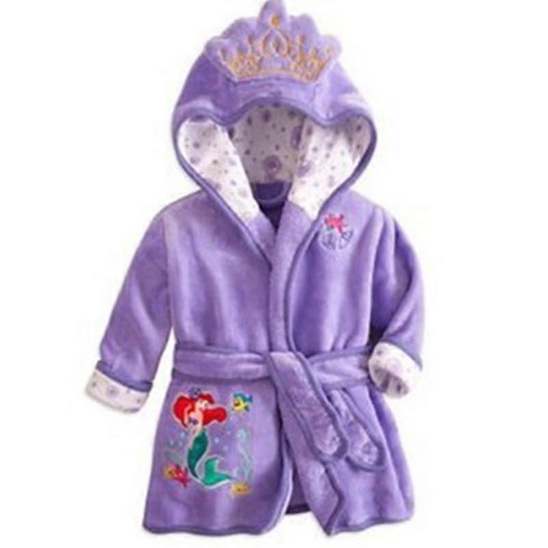 Kids Boy Girl Hooded Fleece Bathrobe Dressing Gown Warm Housecoat Wrap Sleepwear Bath Robe