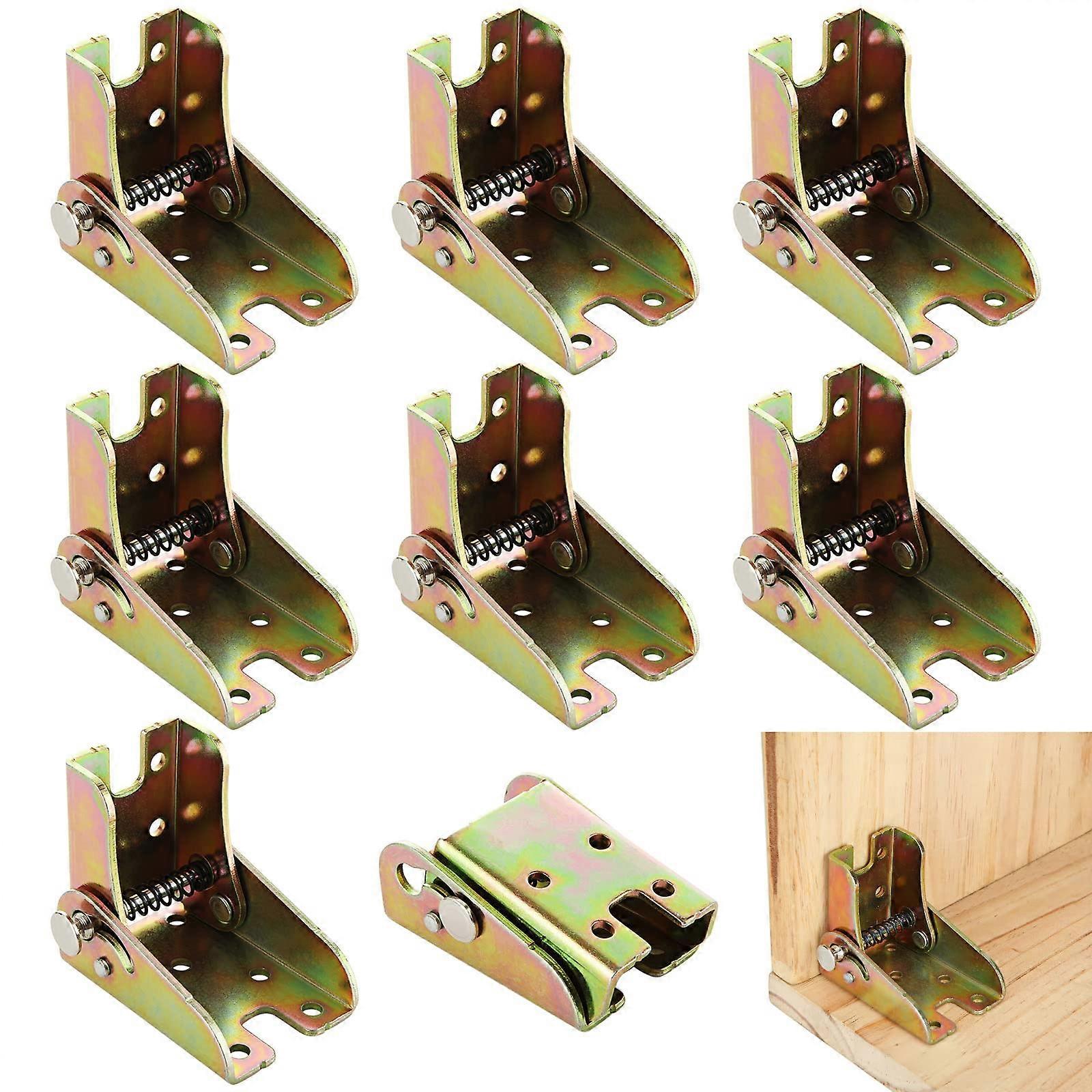 8PCS Brass Gold Locking Hinges for Folding Tables - Heavy-Duty Table Leg Hinges, Compatible with Various Table Designs