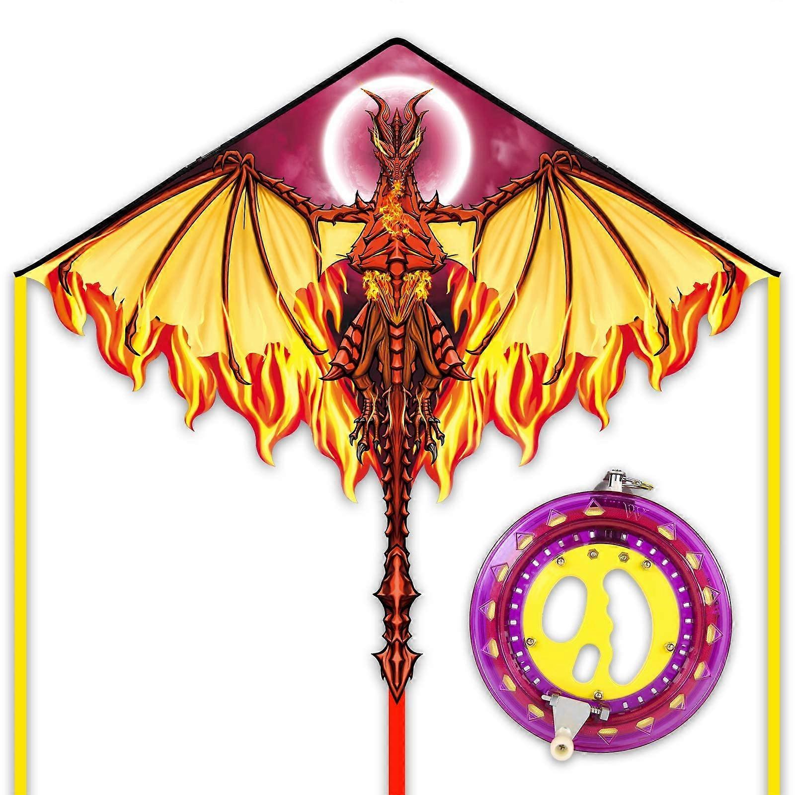 Musketeer Dragon Kite with 600 Feet of Durable String, Large Dragon Design, Colorful Outdoor Flying Toy