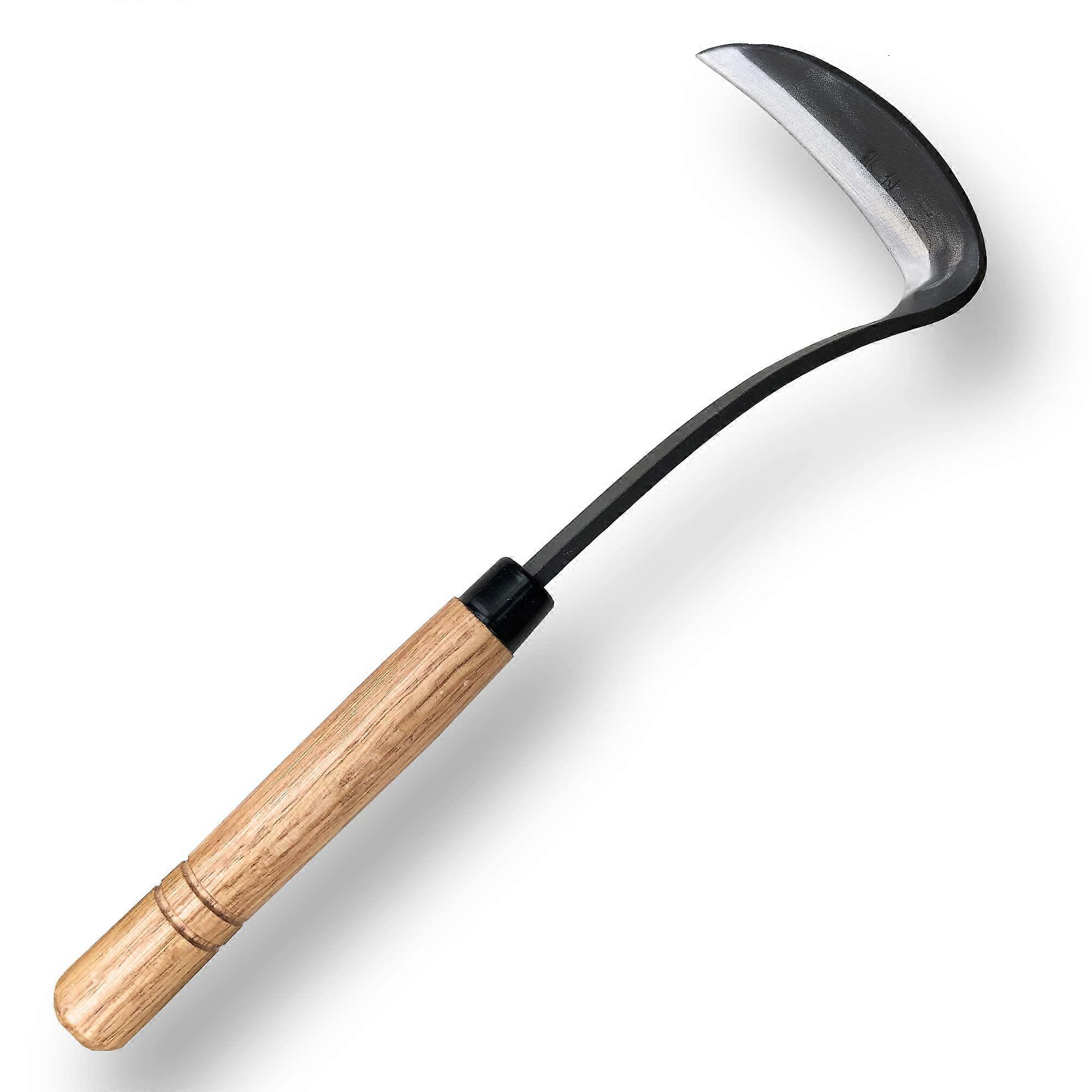 Grass Sickle Japanese Weeding Hoe Garden Hand Tool Weeding Tools for Garden HighStrength Steel with Solid Wood Handle (Grey)