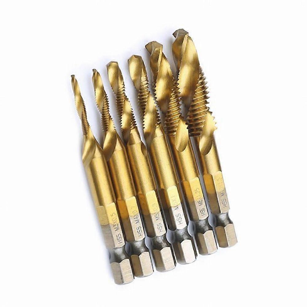 Composite Faucet Hexagonal Handle-6-Piece Set Gold Long